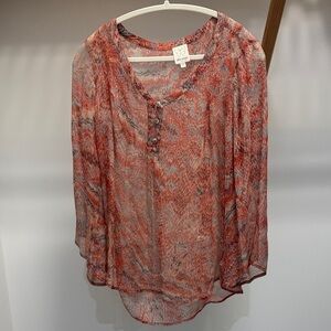 Ella Moss Vibrant Red and Gray Blouse